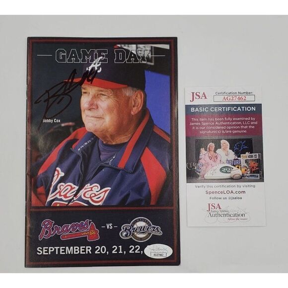 Other - Bobby Cox Signed Game Day Program Atlanta Braves JSA COA